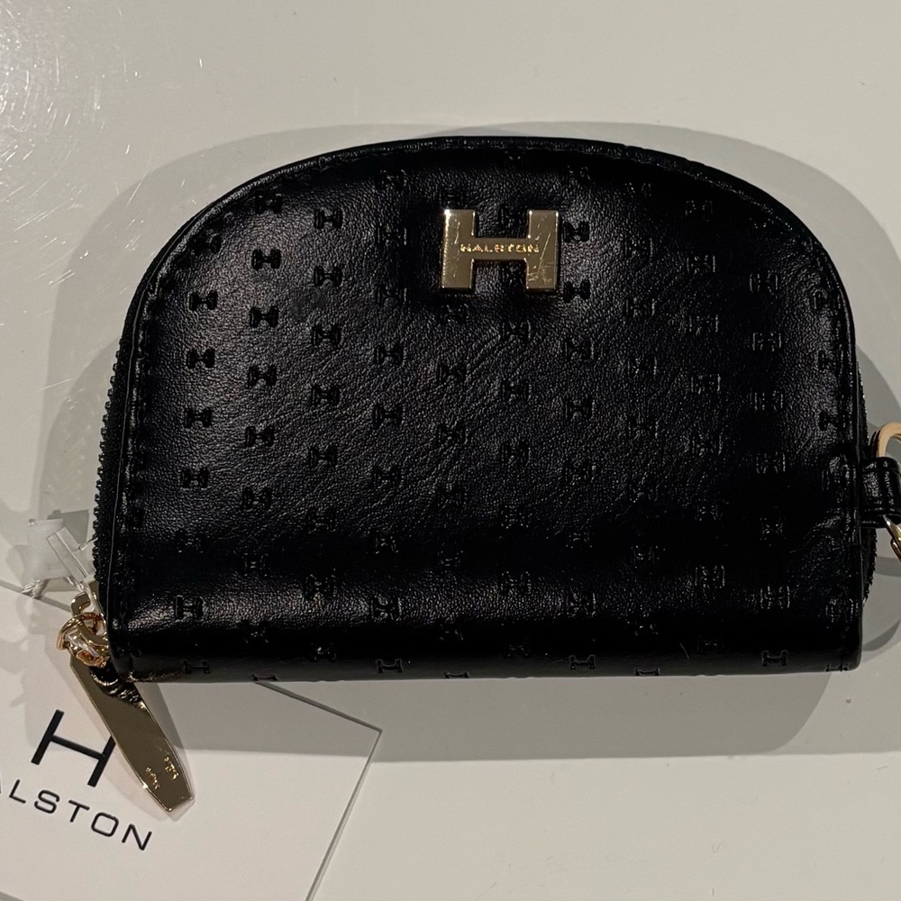 H by Halston Black Leather Card Holder